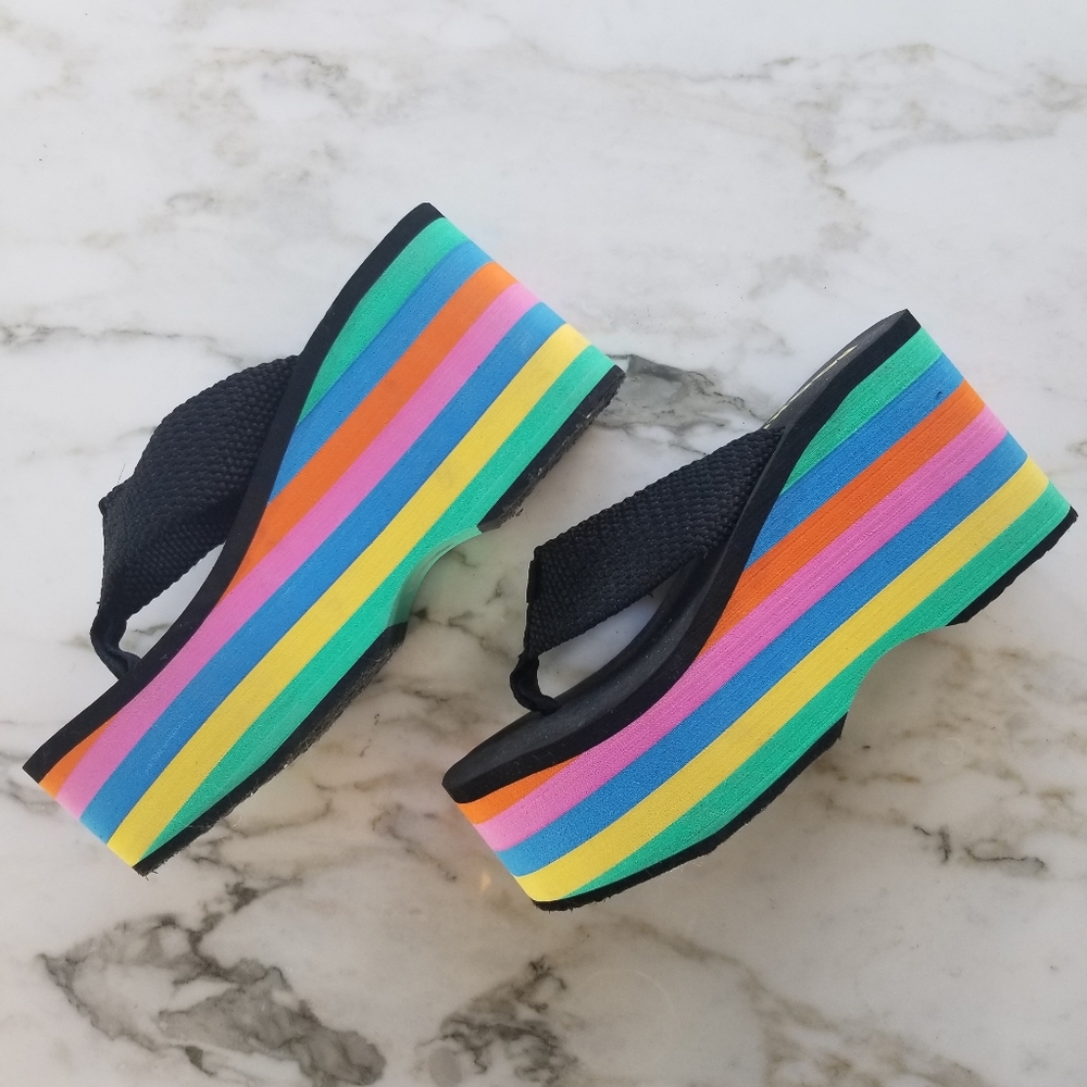 Chunky Rainbow Platform Sandals